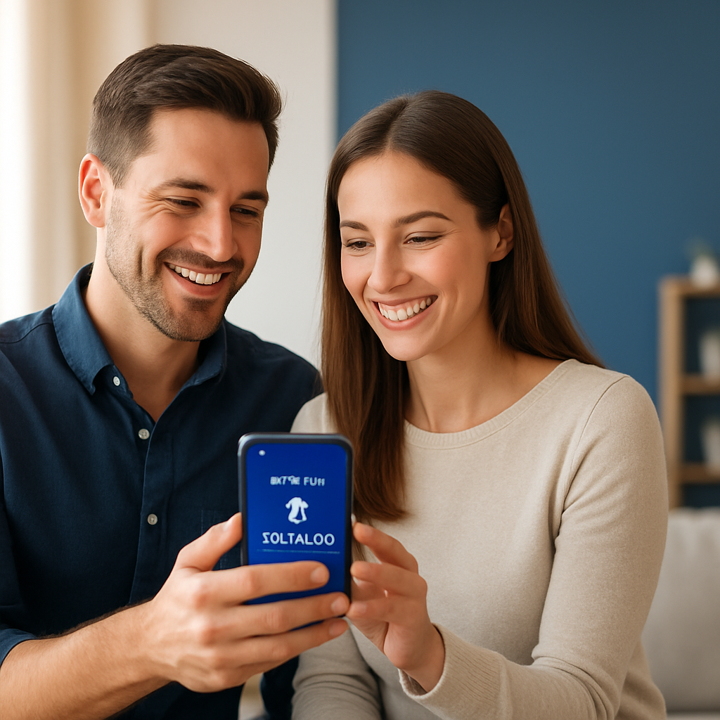 Couple managing money on a banking app